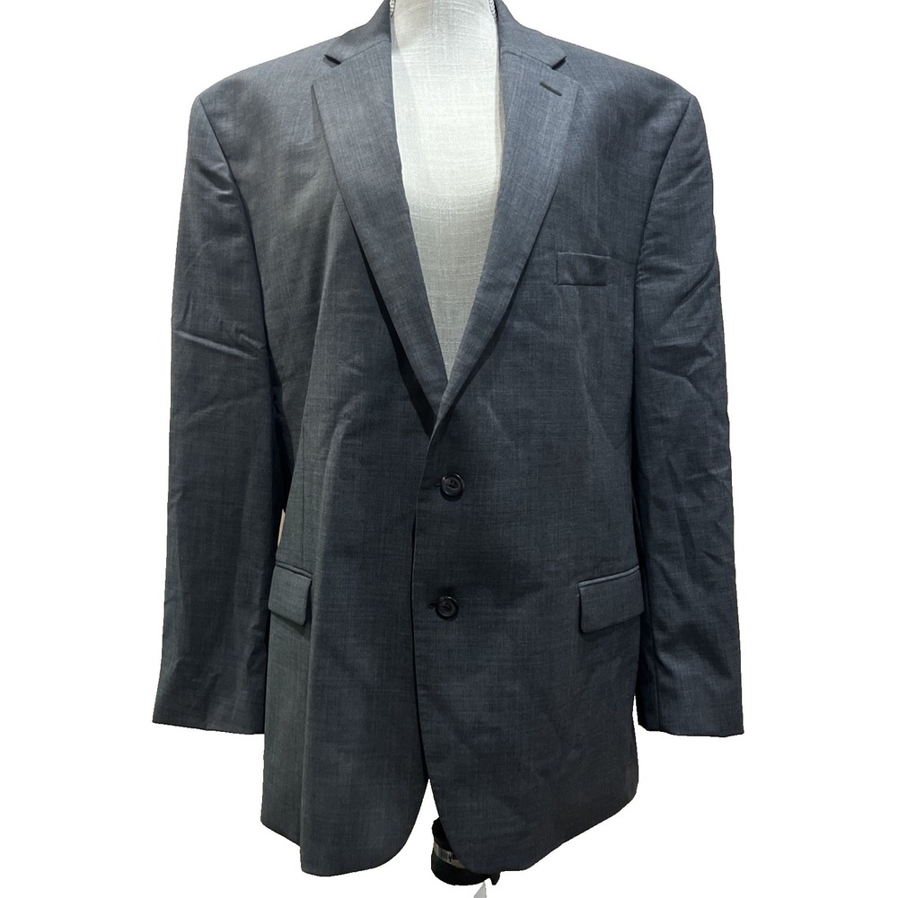 LAUREN RALPH LAUREN Mens 48R Solid Gray 100% Wool Sport Coat Suit Jacket Blazer